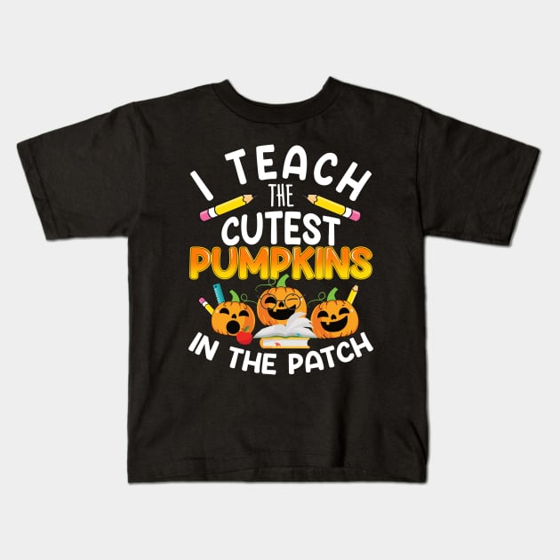 Teacher Halloween Pre-K Teacher Kindergarten Cutest Pumpkins Kids T-Shirt by saugiohoc994